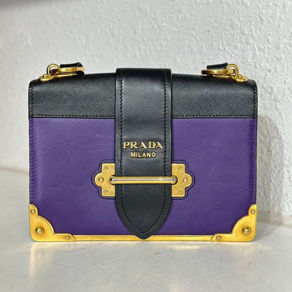 Prada Purple Leather Caisher Shoulder Bag Crossbody